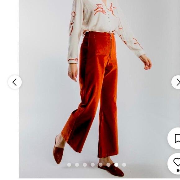Paloma Wool - Peach Velvet Wadi Pants - Sz.  2 Wide leg. See Video - Picture 1 of 16